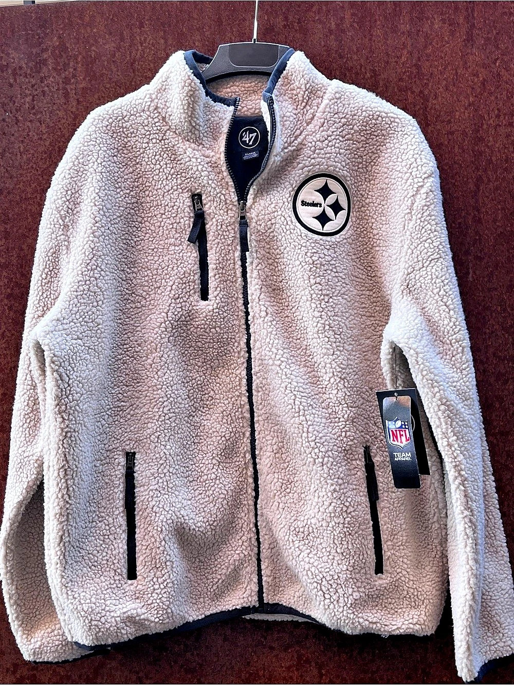 NWT '47 Brand Pittsburgh Steelers Sherpa Fleece Jacket - Size Xtra Large